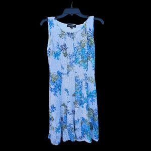 Perceptions Talbots Blue and Green Floral Midi Dress Size S